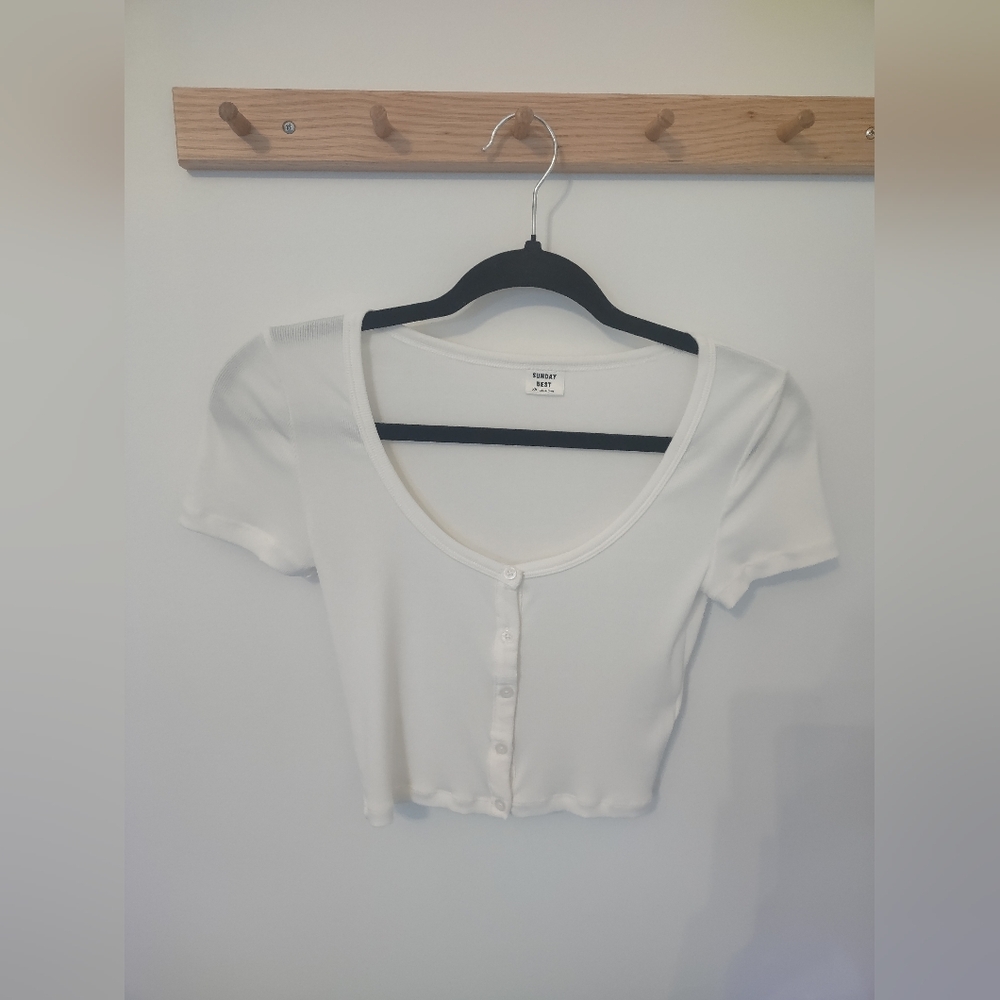 Sunday Best Aritzia Buttoned Crop Top In Cream Size XS